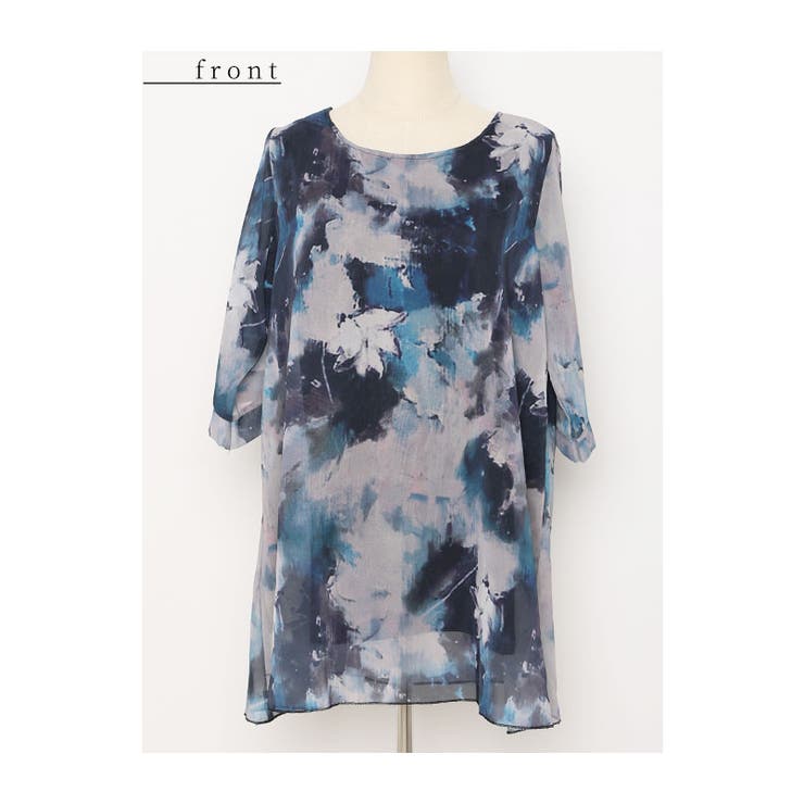 風に舞う透け感を纏う水墨の花シアーチュニック レディース ファッション | Sawa a la mode | 詳細画像21 