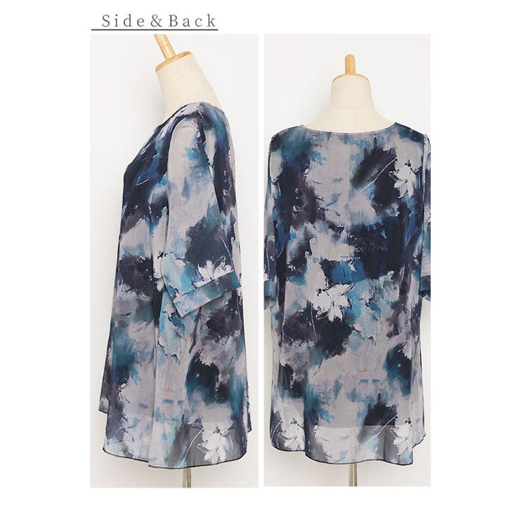 風に舞う透け感を纏う水墨の花シアーチュニック レディース ファッション | Sawa a la mode | 詳細画像22 