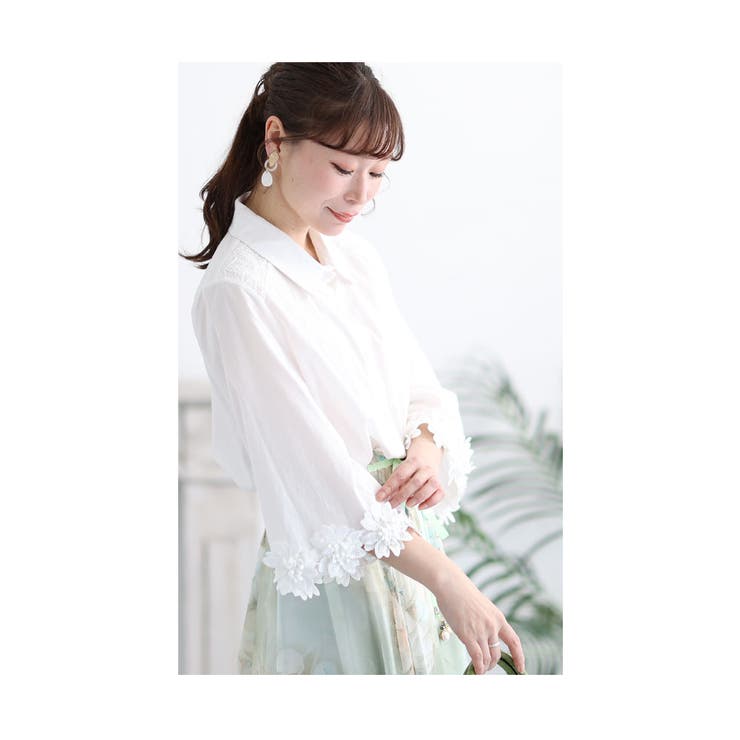 花刺繍レースシャツブラウス（シャツ/ブラウス）｜Sawa a la