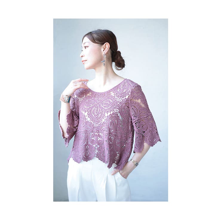 重ねても涼しげなクロシェ編みトップス【6月7日20時販売新作】