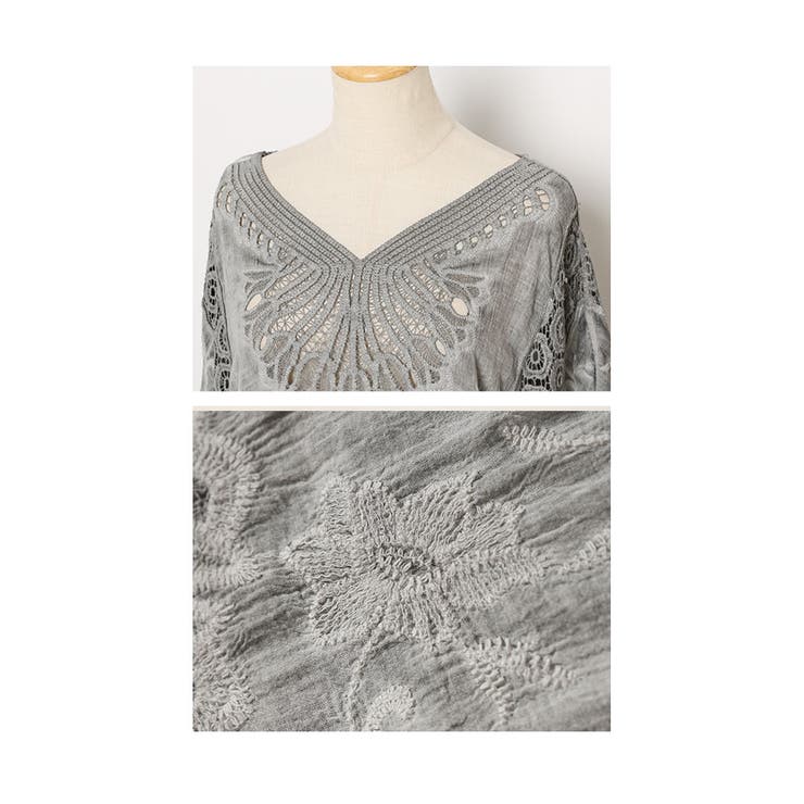 浮かび上がる花刺繍Ｖネックドルマンブラウス ブラウス シャツ | Sawa a la mode | 詳細画像23 