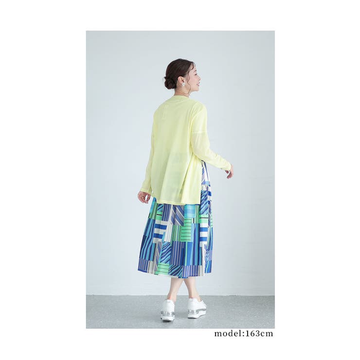 パッチワーク風デザインのミディアムスカート レディース ファッション
