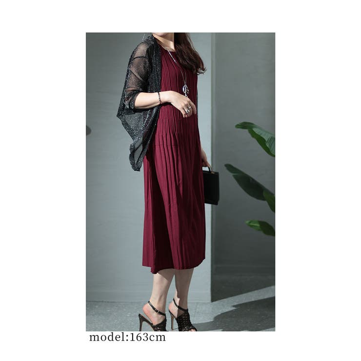 美品☆フォクシー sunnyノースリーブ プリーツワンピース 38 レッド kyss219-1.jpg