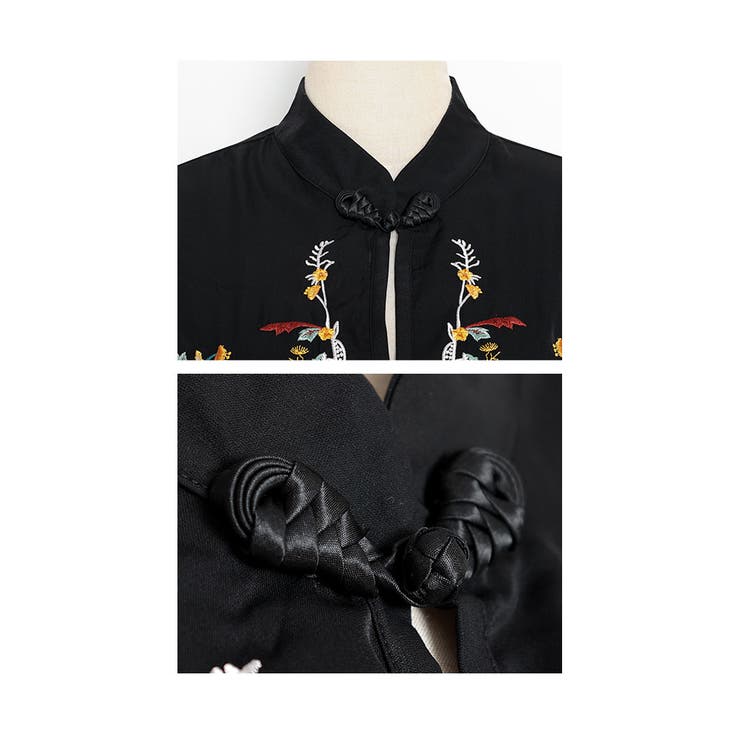 レトロ花刺繍のチャイナ風シャツ トップス シャツ[品番：SLMW0009842]｜Sawa a la mode（サワアラモード  ）のレディースファッション通販｜SHOPLIST（ショップリスト）