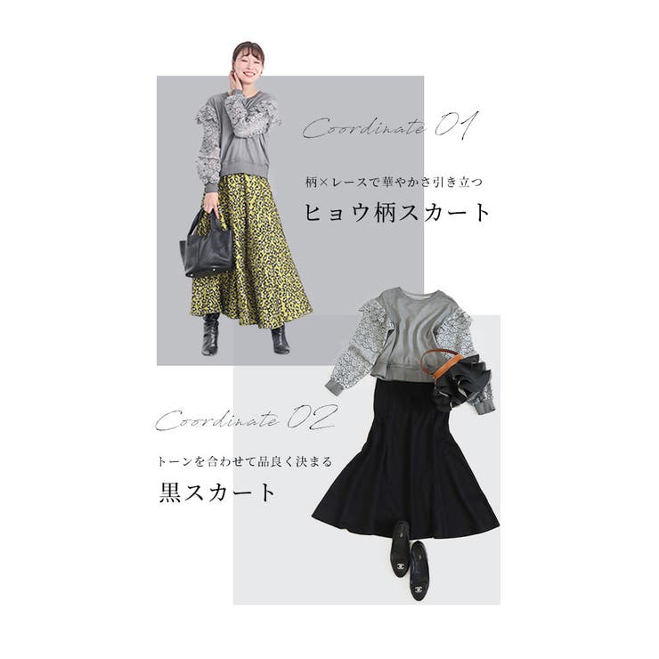 連なる花レース袖のスウェットトップス【10月7日20時販売新作】