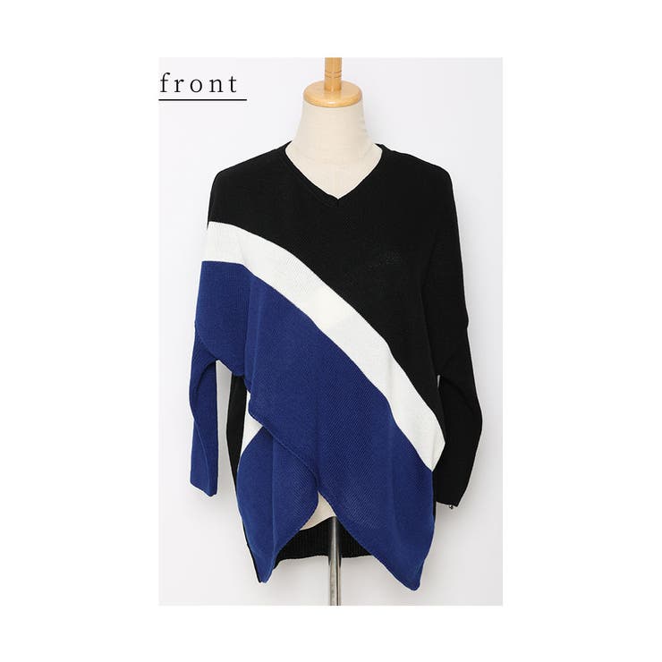 着痩せに導く日本製配色スリットニット レディース トップス | Sawa a la mode | 詳細画像22 