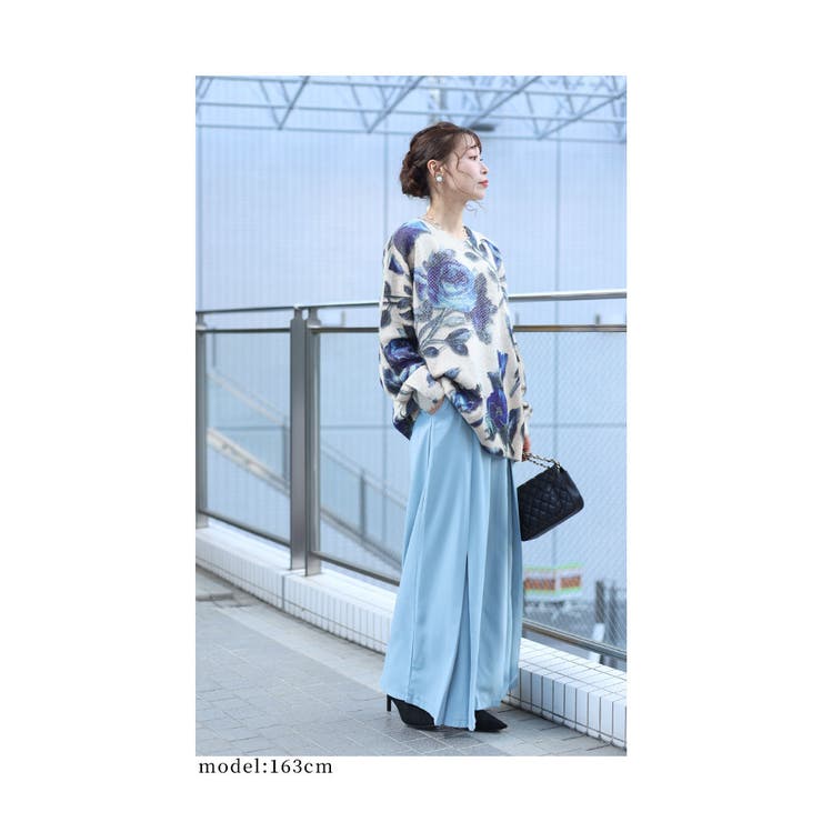 ストーン煌めく青い薔薇の起毛ニットトップス レディース ファッション | Sawa a la mode | 詳細画像10 