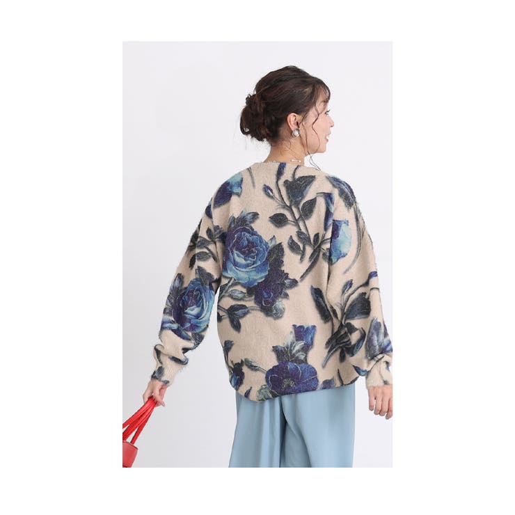 ストーン煌めく青い薔薇の起毛ニットトップス レディース ファッション | Sawa a la mode | 詳細画像11 