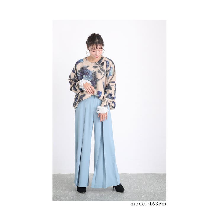 ストーン煌めく青い薔薇の起毛ニットトップス レディース ファッション | Sawa a la mode | 詳細画像15 