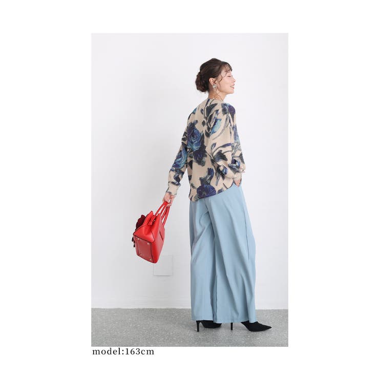 ストーン煌めく青い薔薇の起毛ニットトップス レディース ファッション | Sawa a la mode | 詳細画像18 