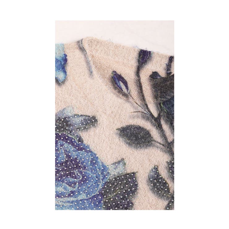 ストーン煌めく青い薔薇の起毛ニットトップス レディース ファッション | Sawa a la mode | 詳細画像19 