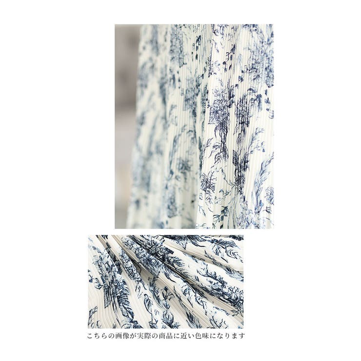 暖かな裏フリースの花柄プリーツスカート【12月6日20時販売新作】