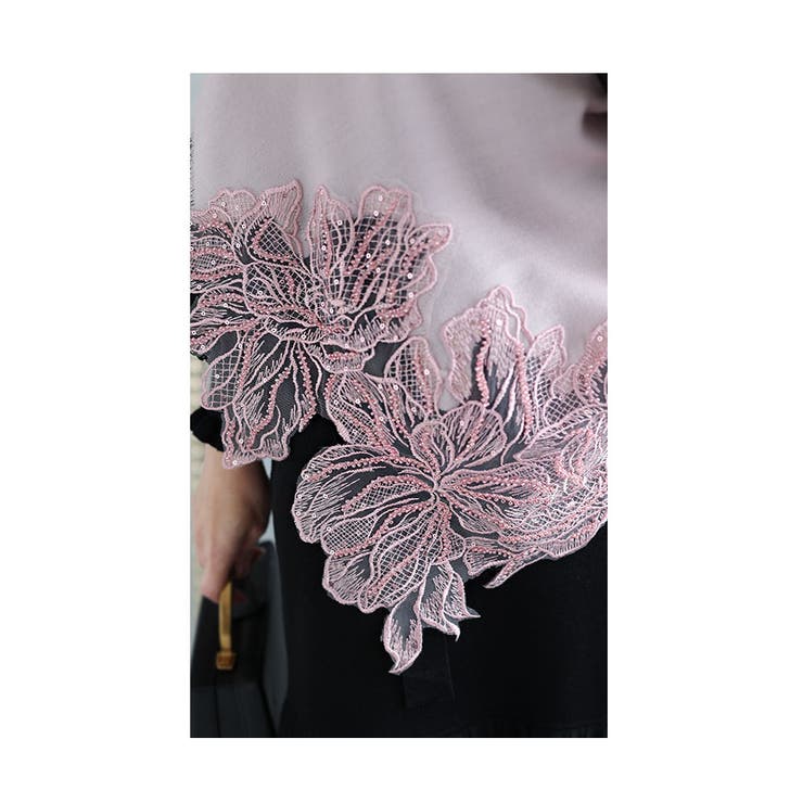 華やかな煌めきを纏う刺繍レースストール レディース ファッション 