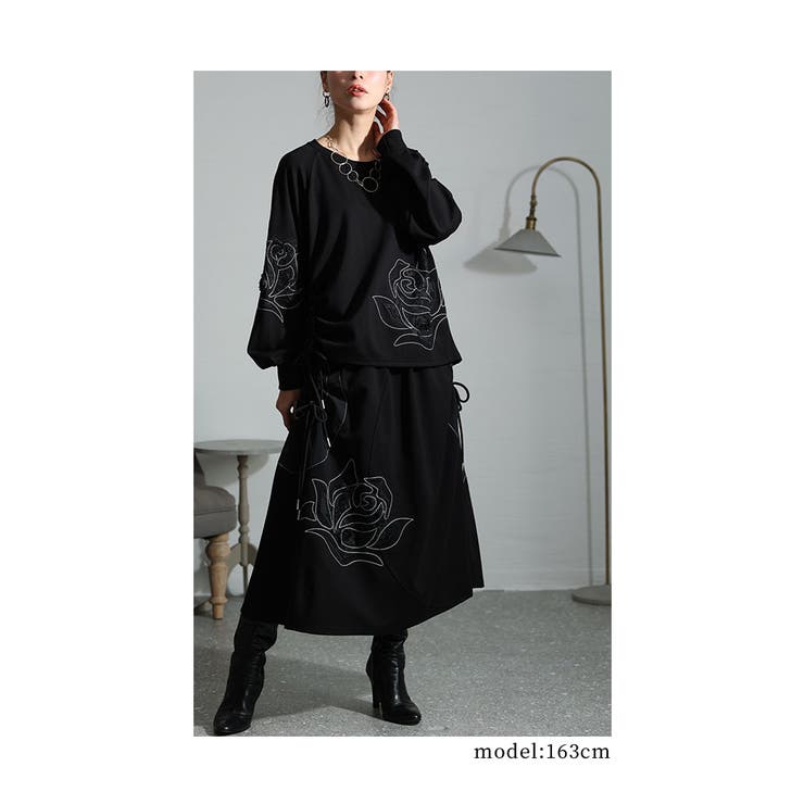 繊細に描かれたステッチ薔薇柄スカート レディース ファッション[品番：SLMW0010127]｜Sawa a la mode（サワアラモード  ）のレディースファッション通販｜SHOPLIST（ショップリスト）