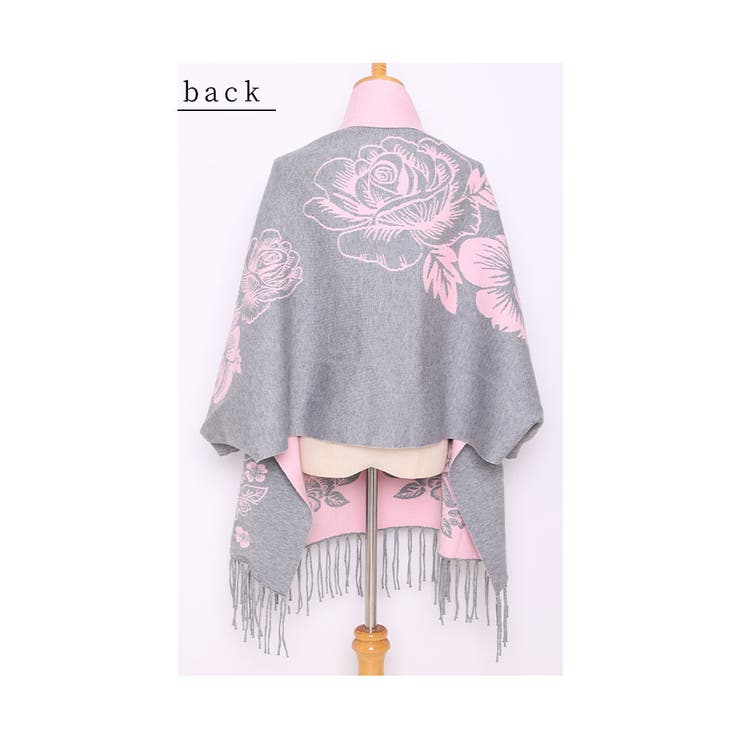 大輪の薔薇を着飾るスリーブ付きニットストール【12月14日20時販売新作】
