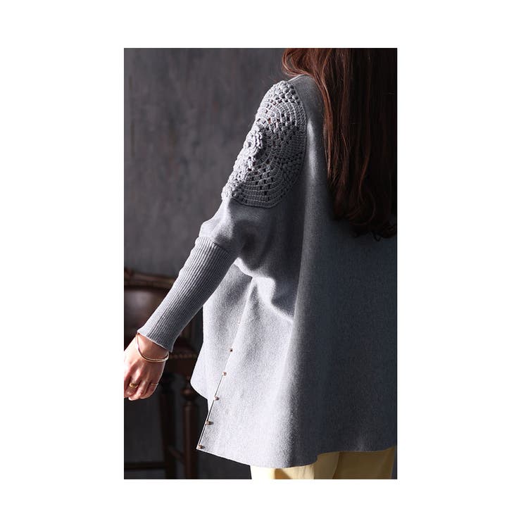 優雅なフェミニンを飾る花柄編みハイネックニット【1月15日20時販売新作】