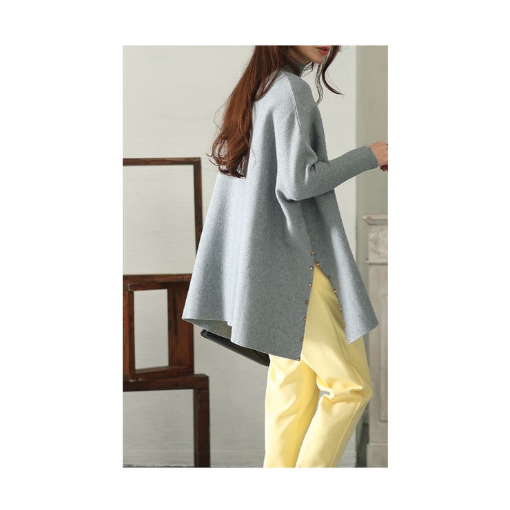 優雅なフェミニンを飾る花柄編みハイネックニット【1月15日20時販売新作】