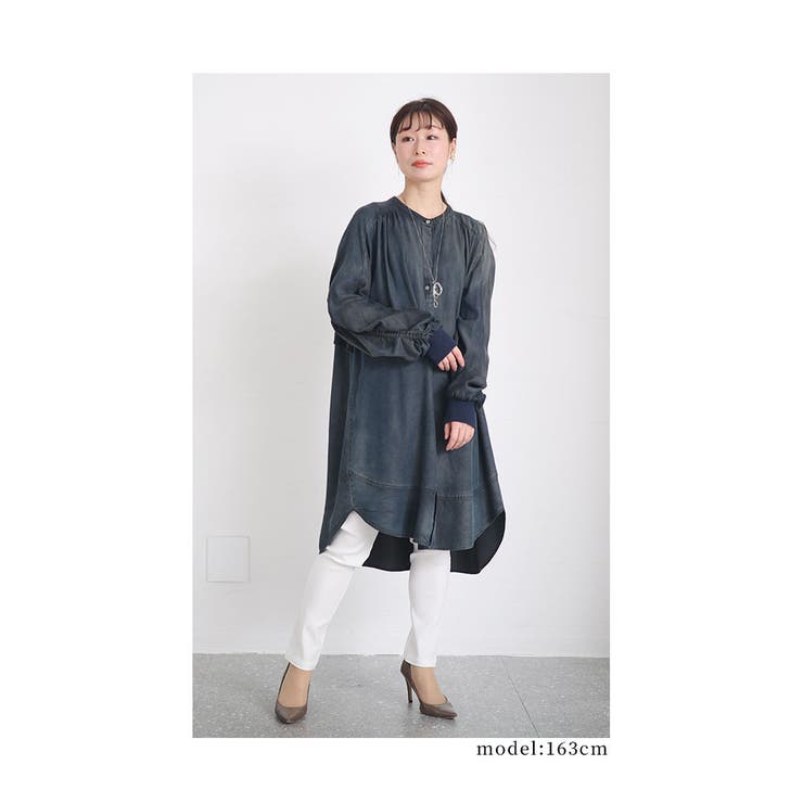バックフリルの羽織れるデニムチュニック【2月7日20時販売新作】