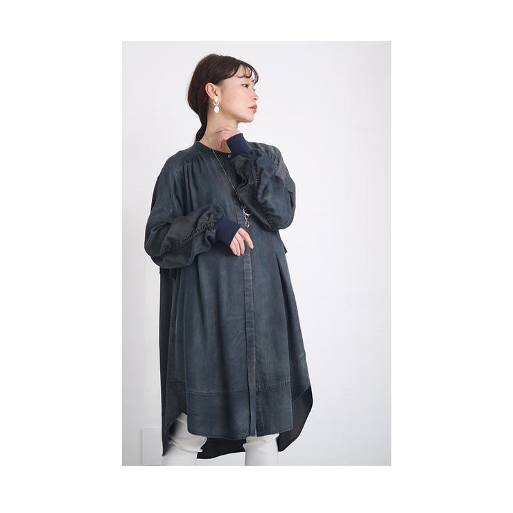 バックフリルの羽織れるデニムチュニック【2月7日20時販売新作】