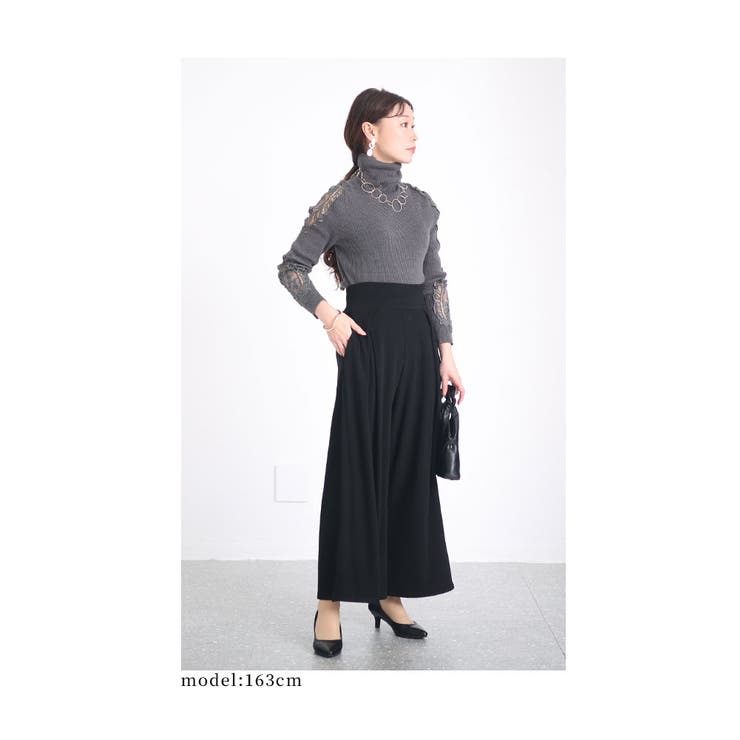 裾が床につかないストレッチタックワイドパンツ【2月7日20時販売新作】