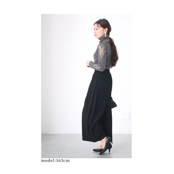 裾が床につかないストレッチタックワイドパンツ【2月7日20時販売新作】