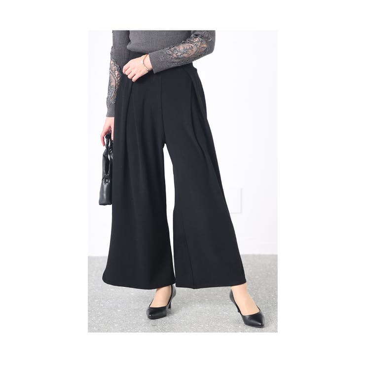 裾が床につかないストレッチタックワイドパンツ【2月7日20時販売新作】