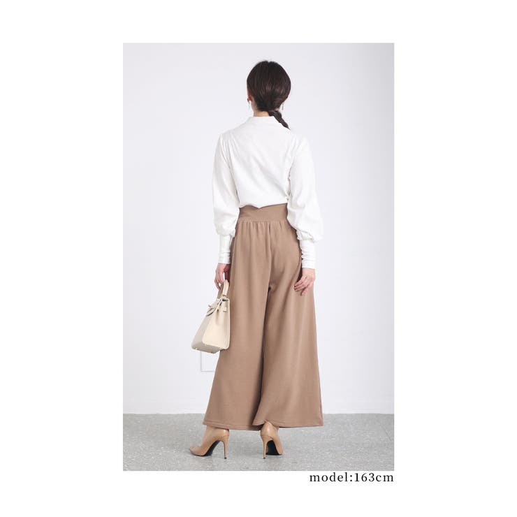 裾が床につかないストレッチタックワイドパンツ【2月7日20時販売新作】