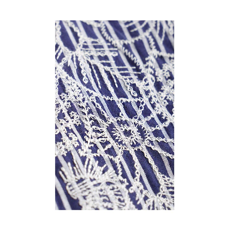 花刺繍ストライプシャツチュニック【2月24日20時販売新作】