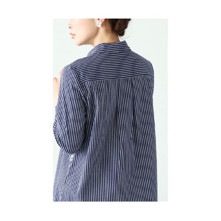 花刺繍ストライプシャツチュニック【2月24日20時販売新作】