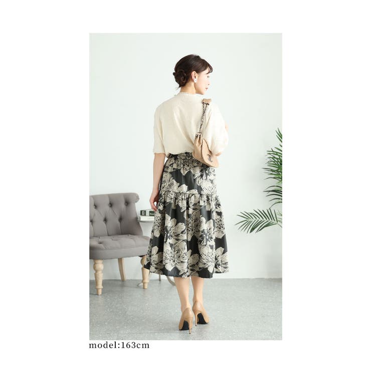 アートな花模様のティアードスカート【2月24日20時販売新作】