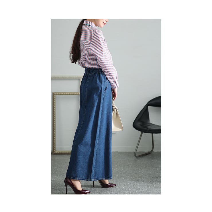 大人カジュアルなトレンドを着こなすデニムガウチョパンツ