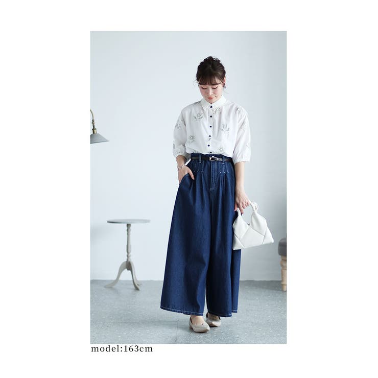 花刺繍舞うレース襟コットンブラウス【3月6日20時販売新作】