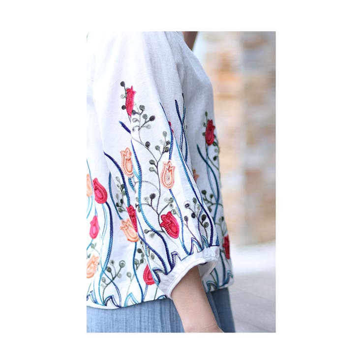 艶やかなチューリップ畑の刺繍シャツブラウス レディース ファッション | Sawa a la mode | 詳細画像10 
