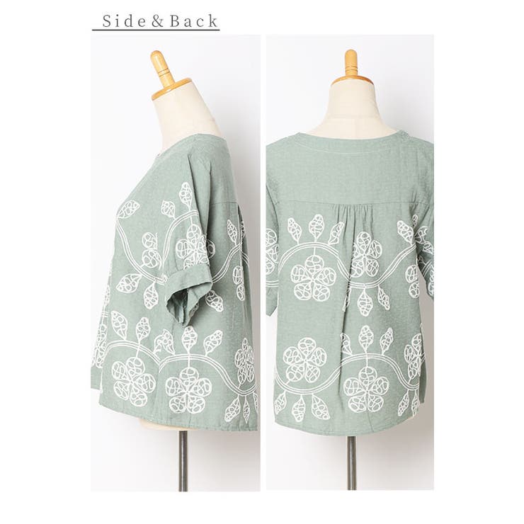 蔦に流れる草花刺繍のふんわり袖シャツブラウス レディース ファッション | Sawa a la mode | 詳細画像24 