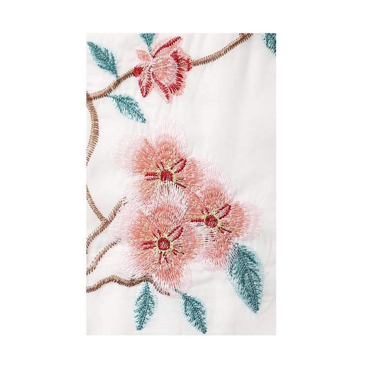 シフォンに咲く花刺繍のチャイナ風シャツブラウス レディース ファッション | Sawa a la mode | 詳細画像2 