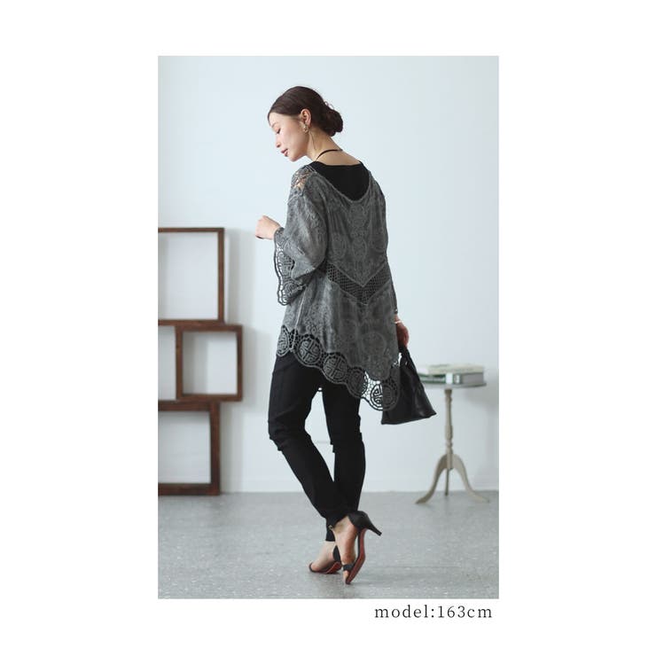 アシンメトリーな裾のカッティングレーストップス レディース ファッション | Sawa a la mode | 詳細画像17 