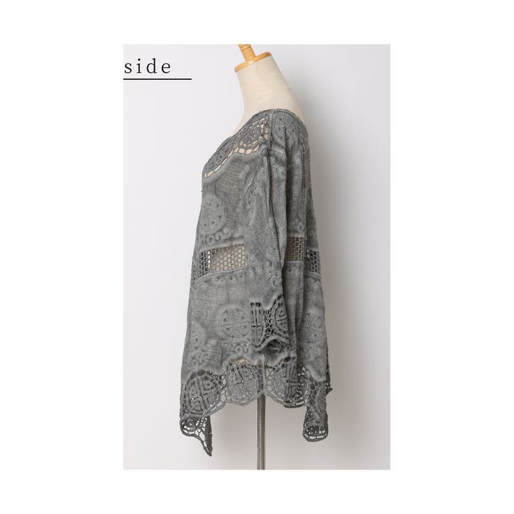 アシンメトリーな裾のカッティングレーストップス レディース ファッション | Sawa a la mode | 詳細画像21 