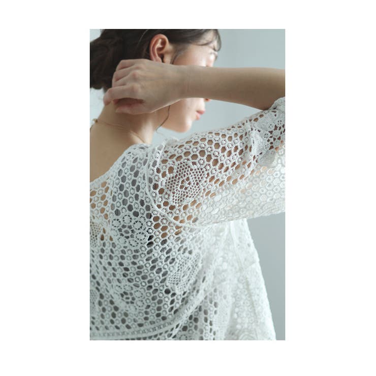 【美品】Sybilla シビラ かぎ編み レース ワイドスリーブ トップス 美品】Sybilla シビラ かぎ編み レース ワイドスリーブ トップス