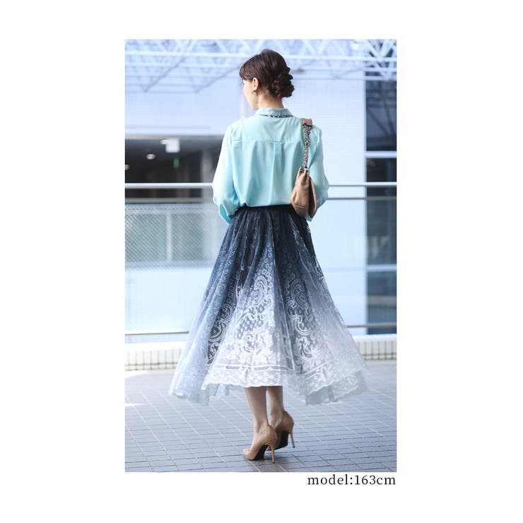 爽やかブルーが目を惹く英字ロゴボウタイブラウス レディース ファッション | Sawa a la mode | 詳細画像7 