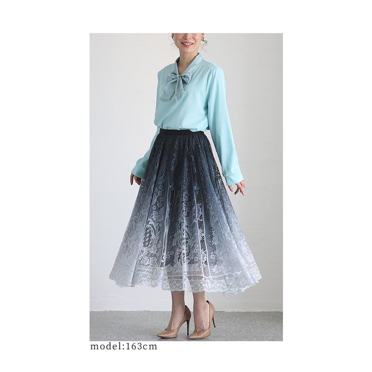 爽やかブルーが目を惹く英字ロゴボウタイブラウス レディース ファッション | Sawa a la mode | 詳細画像19 