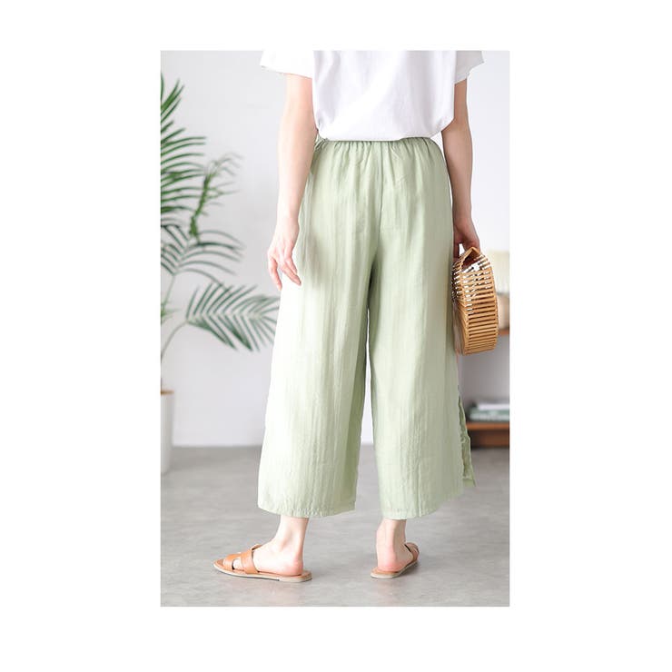 裾に咲く花刺繍の涼しげゆったりワイドパンツ【5月11日20時販売新作】
