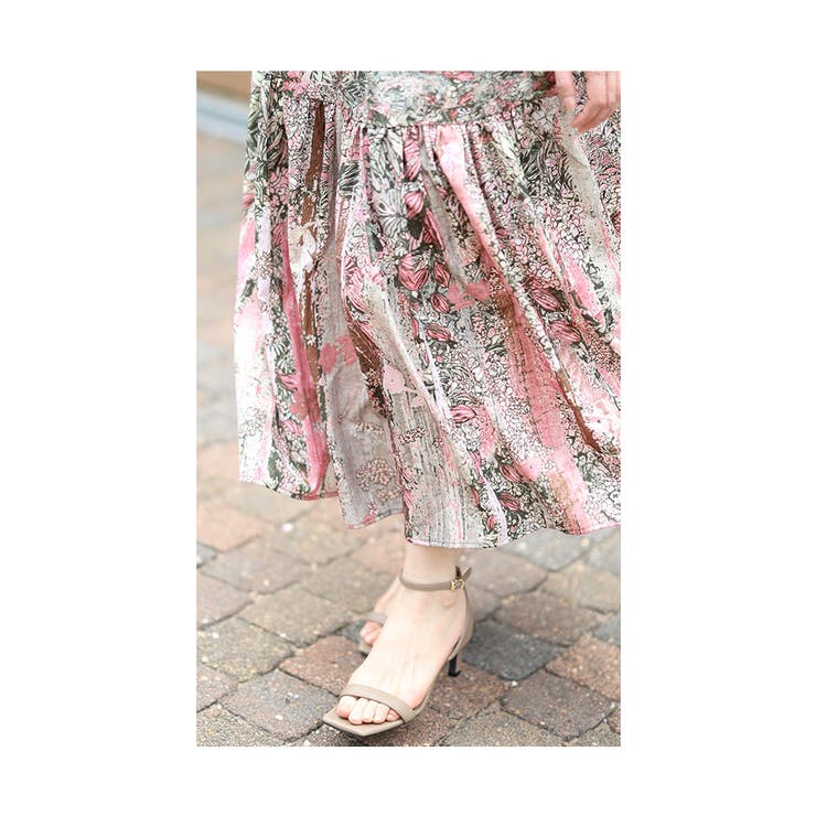 アンティーク花模様ティアードロングスカート【5月18日20時販売新作】