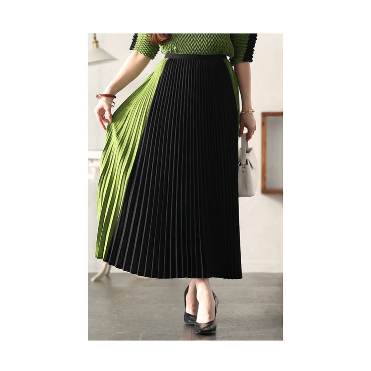 品あるモードに仕上げる配色プリーツスカート レディース ファッション | Sawa a la mode | 詳細画像11 