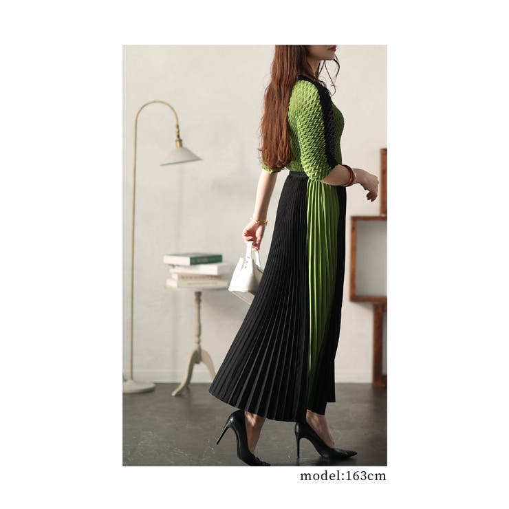 品あるモードに仕上げる配色プリーツスカート レディース ファッション | Sawa a la mode | 詳細画像13 