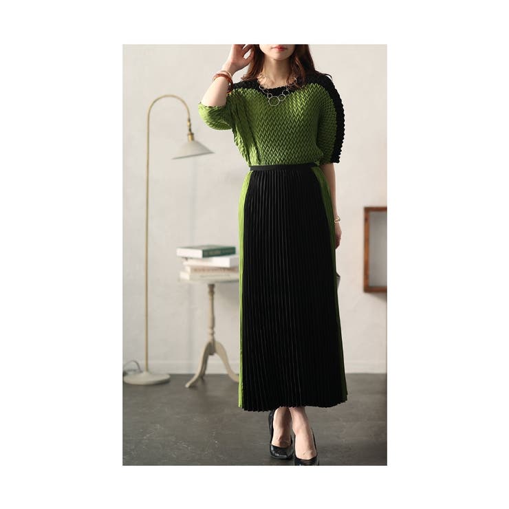 品あるモードに仕上げる配色プリーツスカート レディース ファッション | Sawa a la mode | 詳細画像18 