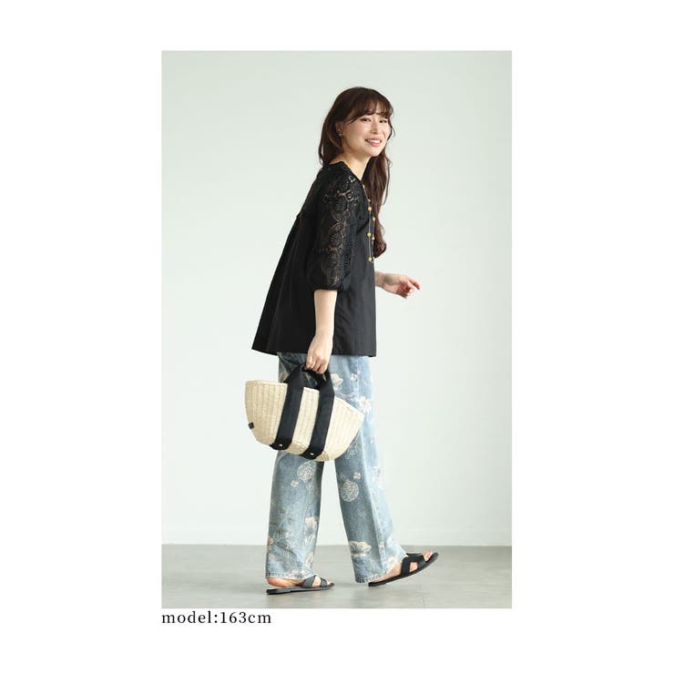 透き通る花レースのタックチュニック【6月1日20時販売新作】