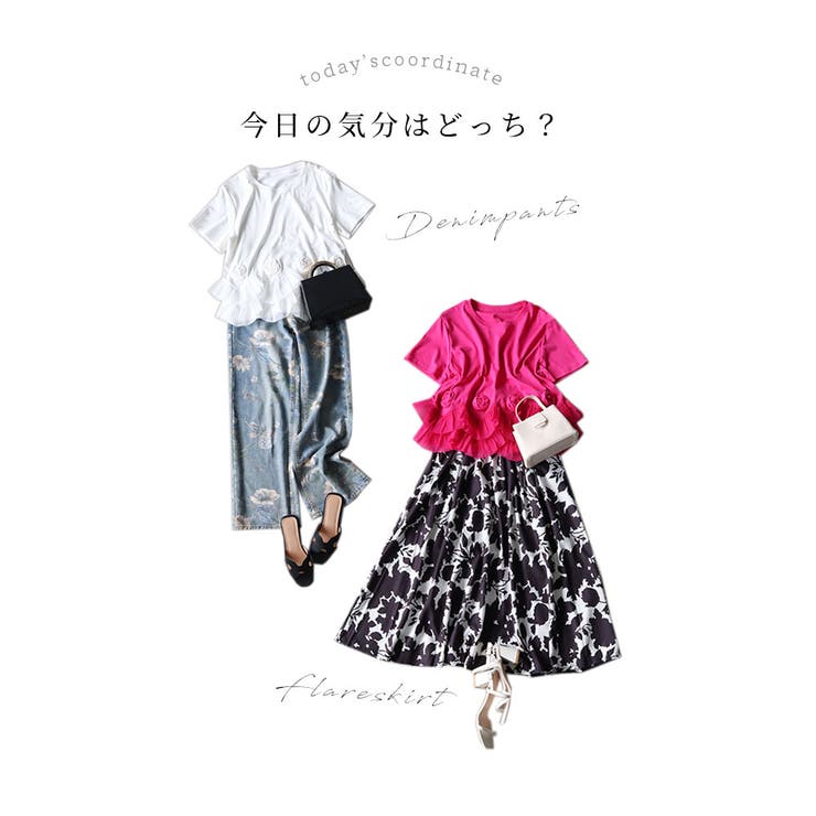 可憐に咲く薔薇とフリルのカットソー【6月8日20時販売新作】