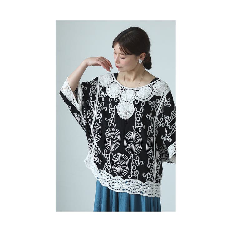 アジアンなサークル刺繍レースのドルマンシャツブラウス レディース ファッション | Sawa a la mode | 詳細画像13 