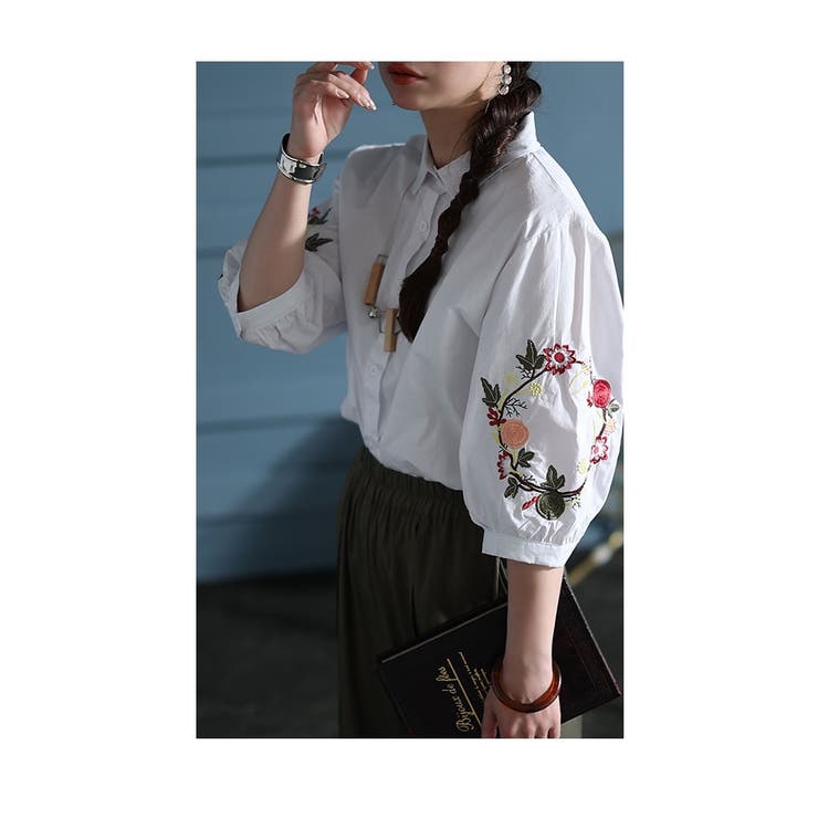 Sawa a la mode レディース トップス チュニック 長袖 花柄 バラ
