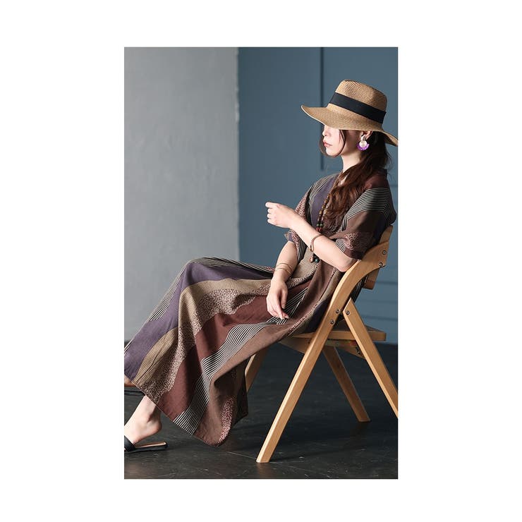大人のリラックスマルチストライプ柄ワンピース【6月24日20時販売新作】